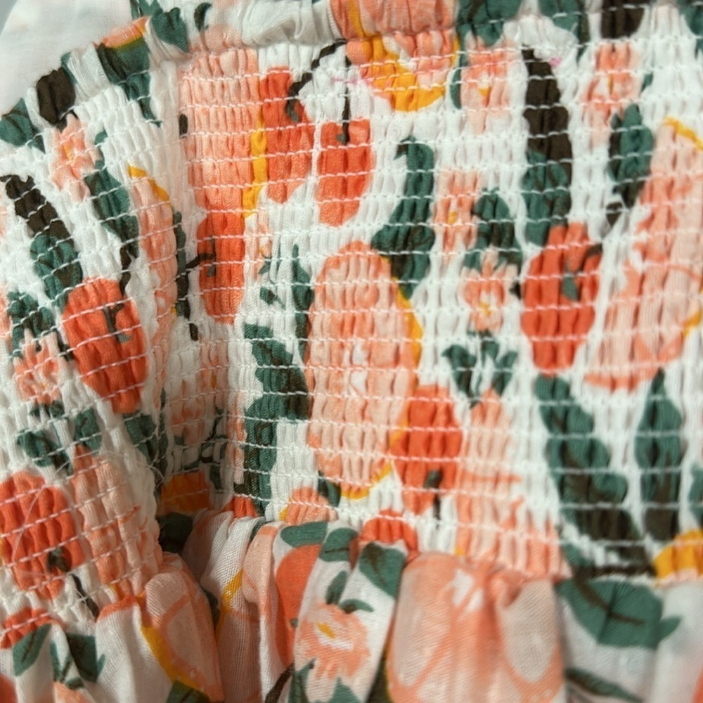 NWT Isaac Mizrahi peach orange, green,  & white, Fruits sun dress. Size 12 US. - Picture 6 of 11